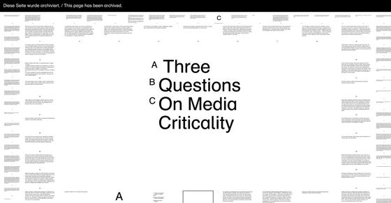 Cover thumbnail of "Three Questions On Media Criticality"