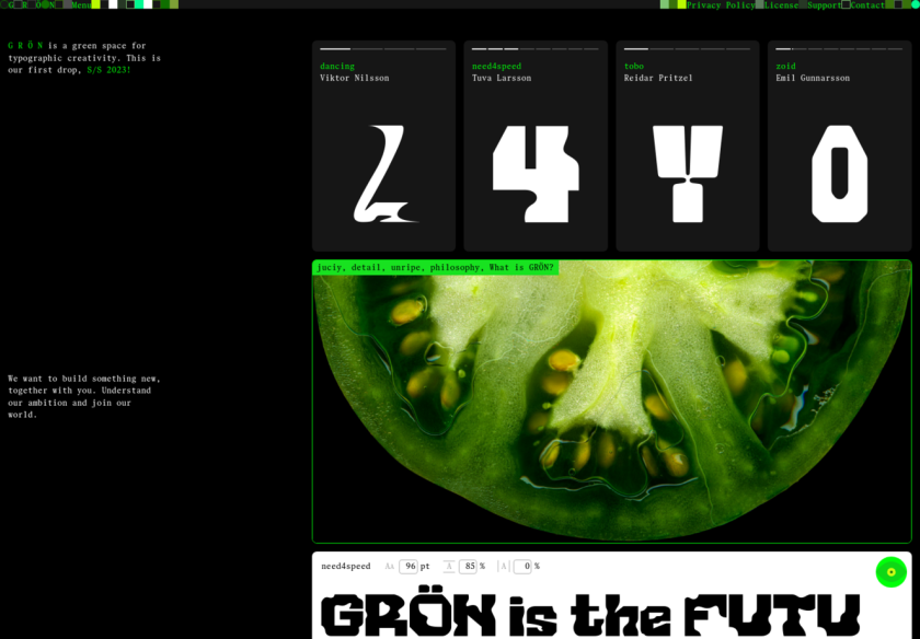 Cover thumbnail of "G R Ö N – A green space for typographic creativity"