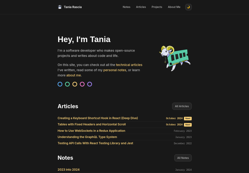 Cover thumbnail of "Tania Rascia&#x27;s Personal Website"