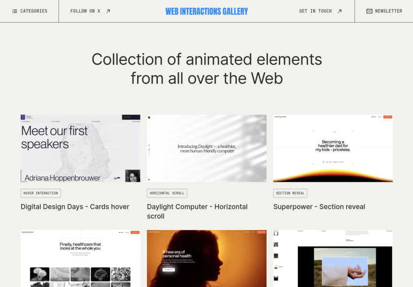 Cover thumbnail of "Web Interactions Gallery"